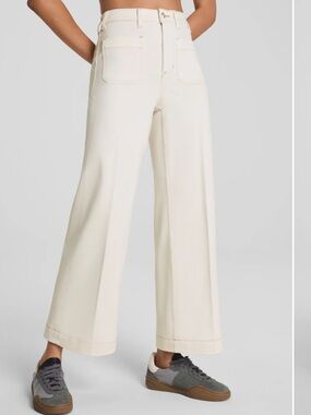 SPANX Cream High-Rise Wide Leg Trousers